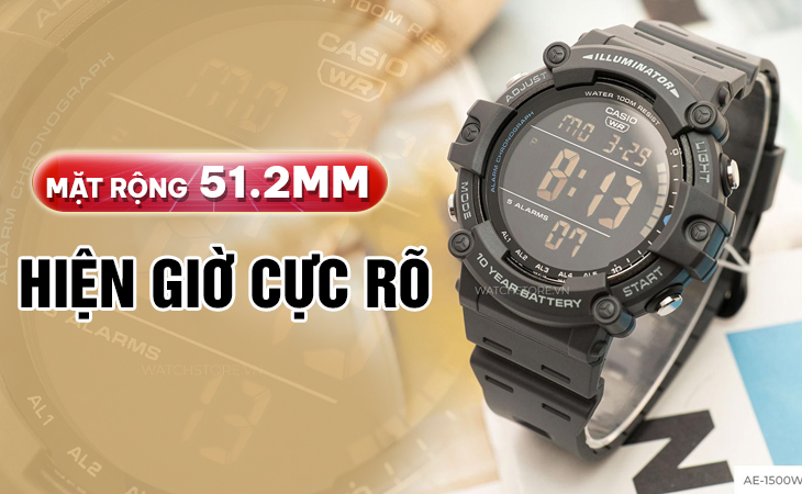 Đồng Hồ Casio 51.2mm Nam AE-1500WH-8BVDF Đồng Hồ Casio 51.2mm Nam AE-1500WH-8BVDF